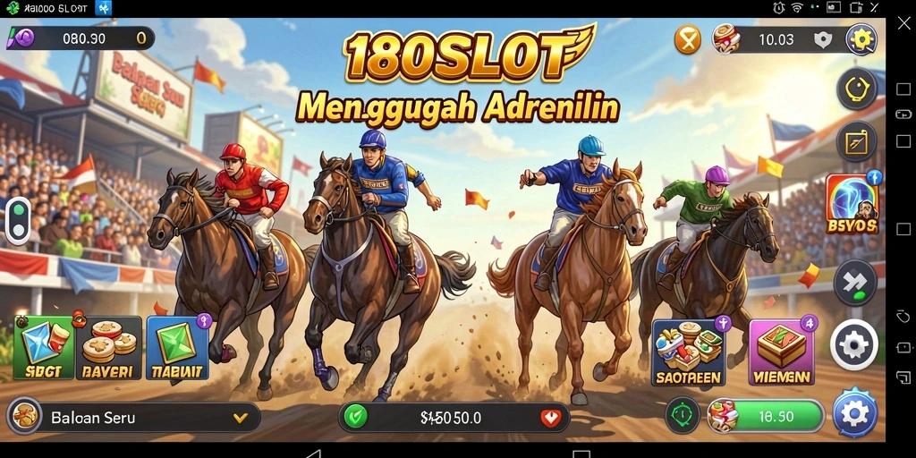 Screenshot gameplay <strong>180SLOT</strong> yang menunjukkan aksi balapan seru.
