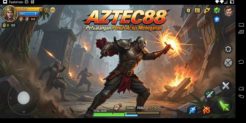 Tampilan menegangkan dari gameplay AZTEC88 yang seru.