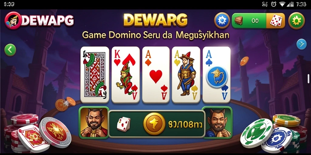 Screenshot gameplay DEWAPG yang menunjukkan suasana permainan Domino yang seru.