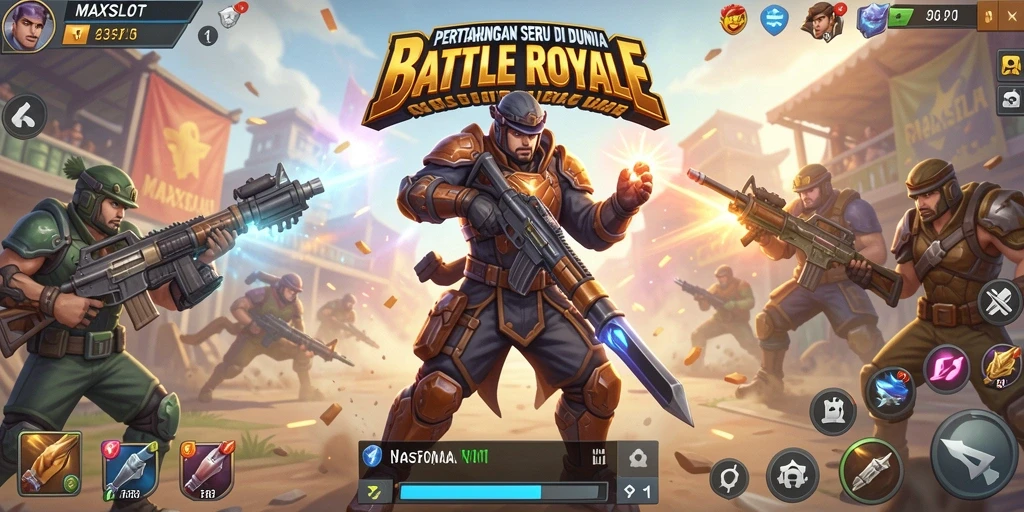 Tampilan aksi seru dari gameplay MAXSLOT Battle Royale.