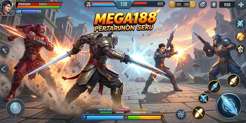 Tangkapan layar MEGA188 menampilkan aksi pertarungan yang mendebarkan.