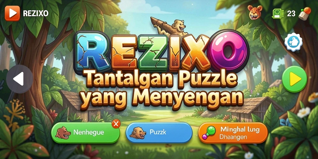 Screenshot dari gameplay REZIXO yang menantang dan penuh warna.