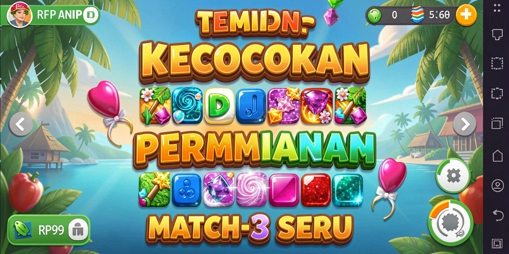 Tampilan gameplay RP99 yang cerah dan penuh warna.