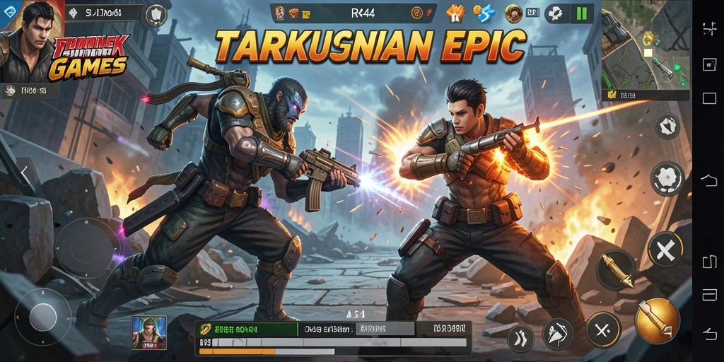Tampilan intens gameplay RR44 saat pertarungan berlangsung.