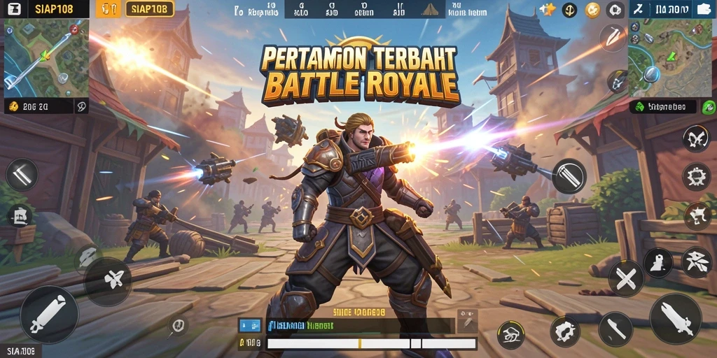 Screenshot utama SIAP108 menampilkan aksi seru dalam pertempuran Battle Royale.