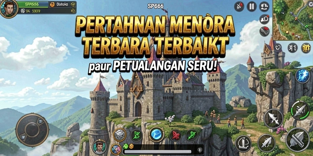 Tampilan mendebarkan dari gameplay Tower Defense SP666.