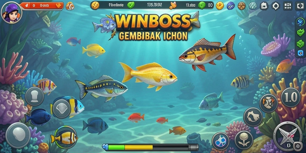 Screenshot gameplay WINBOSS yang menunjukkan aksi menembak ikan secara seru.