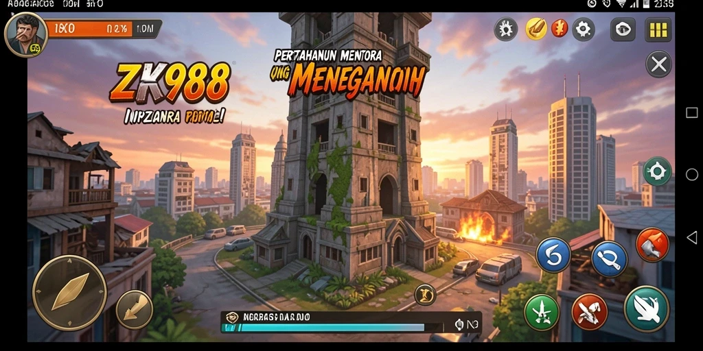 Tampilan seru gameplay Tower Defense di ZK988 saat berjuang melawan gelombang musuh.